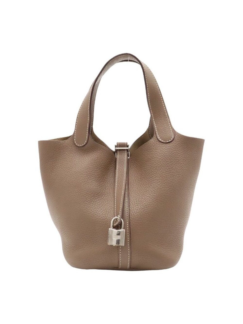 Hermes Picotin Lock PM Mini Bag Tote Taurillon Clemence Leather Etoupe Greige
